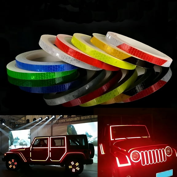 ICERUN 2026 New 26Ft(8M) Reflective Tape Outdoor Safety Warning Lighting Sticker Waterproof Bike Reflector Tape for Car,Bicycle,Motorcycle Rim Self-Adhesive Diy Decoration