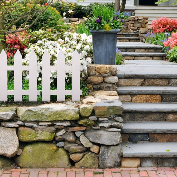 ICERUN 2026 New 5 Sets Plastic Edgings Garden Picket Fence Grass Lawn Flowerbeds Plant Borders White for Garden Beds, Flower Borders, Lawns, Yard Decoration, Landscape Design, Outdoor Spaces