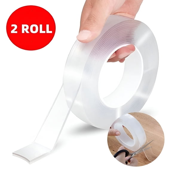 ICERUN 2026 New 65.6Ft(2 Rolls) Double Sided Adhesive Tape Heavy Duty,Nano Double Sided Adhesive Tape,Clear Tape Strips,Removable Wall Tape Sticky Poster Tape Decor Carpet Tape,Office,Car,Outdoor Use