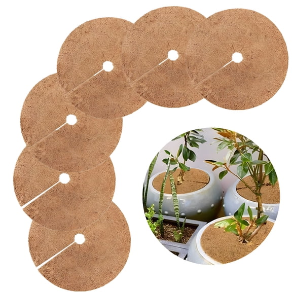 ICERUN 2026 New 6Pcs Coir Mulch Ring Mat,Coconut Fiber Tree Ring Coco Liner Root Protection for Indoor Outdoor Potted Plants
