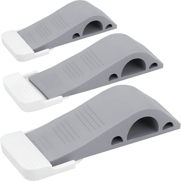 ICERUN 2026 New Door Stoppers - Rubber Security Wedge - Heavy Duty Door Stop - Home Improvement - 3 Pack - Gray for Homes, Offices, Garages, Warehouses, Security Doors, Bathrooms.