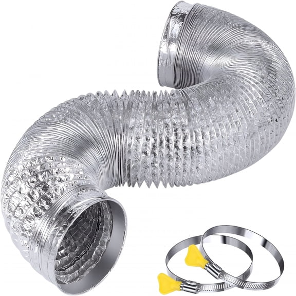 ICERUN 2026 New Heavy Duty 4" Flexible Dryer Vent Exhaust Duct Hose 6 Feet,Extra Thick (6-Ply) Aluminum Foil Hvac Ducting Kit with 2 Key Hose Clamps