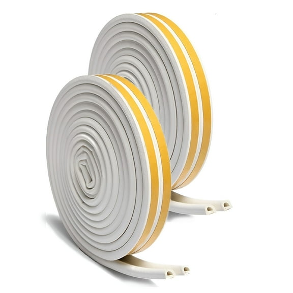 ICERUN 2026 New Indoor Weather Stripping Window Seal Strip for Self-Adhesive Doors and Windows Soundproofing Weatherstrip Gap Blocker Foam D Type 16Ft(5M) White