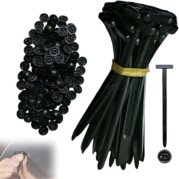 ICERUN 2026 New Nylon Universal Cable Tie Buckle,Self-Locking Push Mount Clips,Heavy Duty Zip Ties for Car Fender,Wire Bundling,Repair Use (150Pcs)
