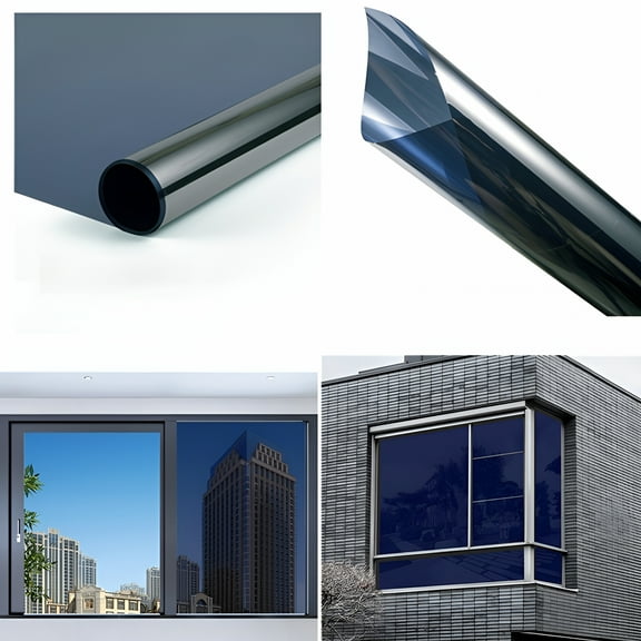 ICERUN 2026 New One Way Window Film,Mirror Effect Tint Glass Covering for Home&Office,Daytime Privacy Protecting Reflective Heat Control Uv Blocking Door Sticker for House,Blue-Silver,23.6 X 78.7 In