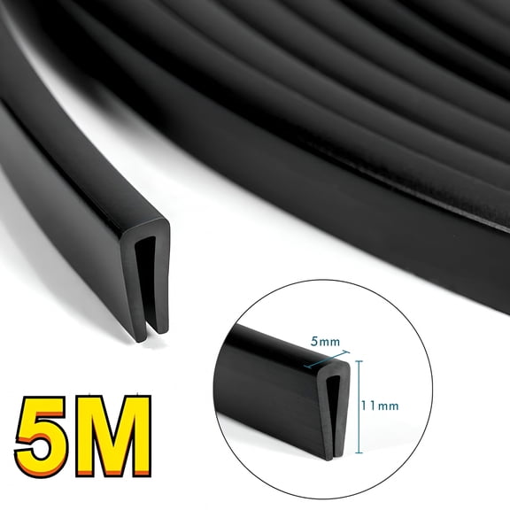 ICERUN 2026 New Rubber Edge Trim U Channel,Self-Adhesive Edge Trim Sheet Metal Edge Protector,Rubber Edge Guard for Car Doors,Metal Plate,Glass,Table Corners,Hatches,5Mm Wide X 11Mm High X 16.4Ft