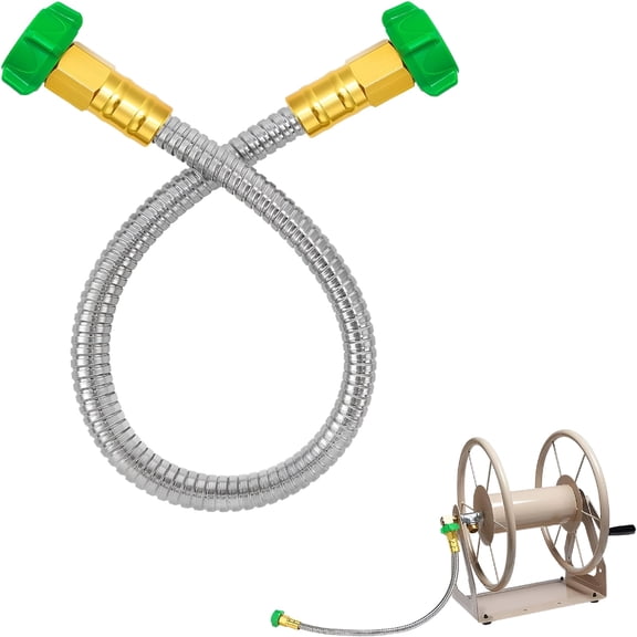 ICERUN 2026 New Short Garden Hose with Female to Female Connector-2Ft Metal Leakproof Leader Hose for Reel,Heavy Duty 304 Stainless Steel Flexible Water Pipe for Outdoor Garden Watering Pet Cleaning