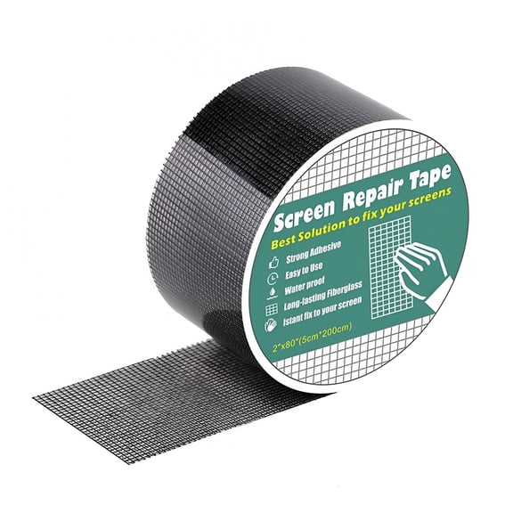 ICERUN 2026 New Strong Adhesive Waterproof Fiberglass Screen Tape Weatherproof Mesh Repair,Screen Repair Tape,Window Screen Tape,Perfect for Covering Windows Or Doors Pet Mesh Cage Tears Holes(Black)