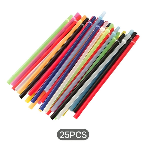 ICERUN 25Pcs Straws,Colorful with Cleaning Brush,Reusable Plastic Straws for Hot and Cold Drinks