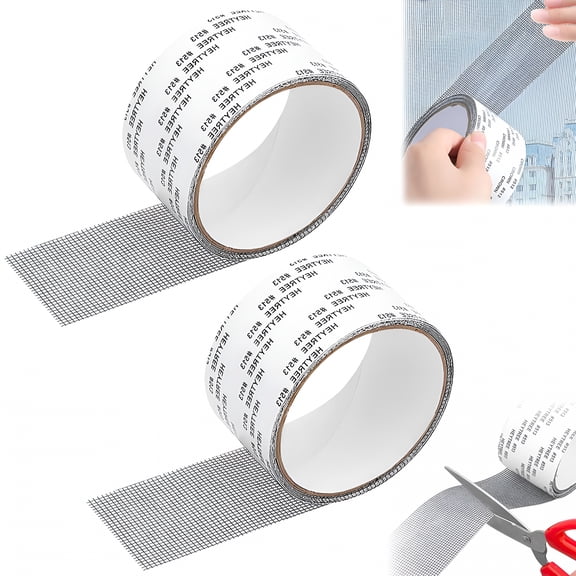 ICERUN 2PCS Window Screen Patch Repair Kit Tape,2in x 32.8ft Heavy Duty Screen Repair Kit for Window Screen and Screen Door Tears Holes,Strong Adhesive & Waterproof Window Screen Tape Mesh Repair