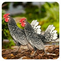 ICERUN 2Pcs Garden Statues,Acrylic Polish Chicken Sculpture Garden Decorations,Translucent Colors Statues Outdoor Statues,Style1