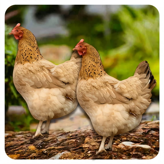 ICERUN 2Pcs Garden Statues,Acrylic Yellow Hen Sculpture Yard Decor,Hair Texture Rooster Garden Statues for Outside,Style4