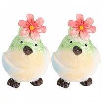 ICERUN 2Pcs Garden Statues,Resin Green Bird Sculpture Garden Art,Floral Accent Bird Yard Decorations Outdoor,Style1