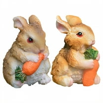 ICERUN 2Pcs Garden Statues,Resin Little Rabbit Sculpture Garden Art,Pastel Ear Texture Rabbit Yard Decorations Outdoor,Style1