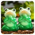 thumbnail image 1 of ICERUN 2Pcs Garden Statues,Resin Meditating Frog Sculpture Yard Decor,Fine Carving Frog Outdoor Decorations for Yard,Style1, 1 of 7