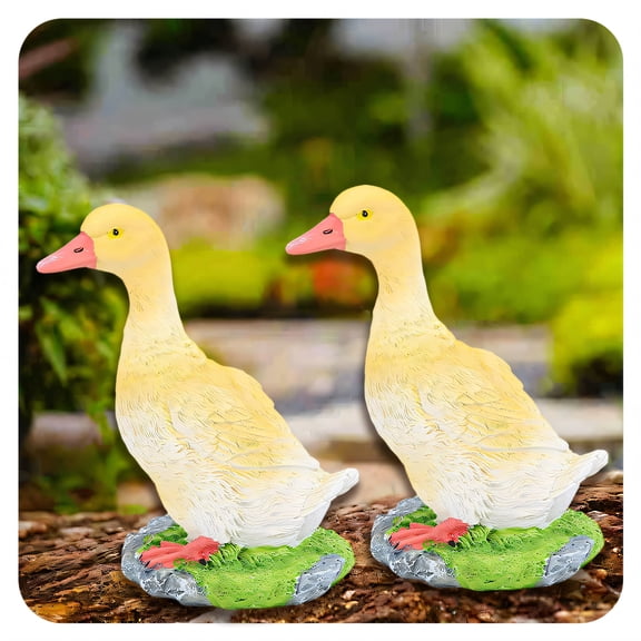 ICERUN 2Pcs Garden Statues,Resin Small Yellow Duckling Sculpture Garden Art,Countryside Vibe Yard Decorations Outdoor,Style3