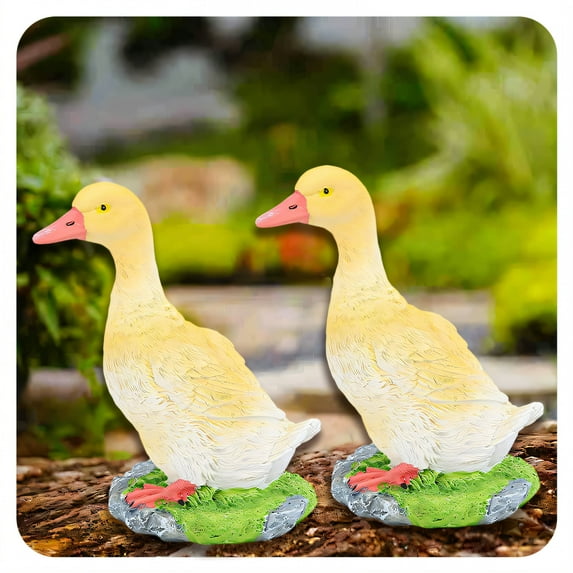 ICERUN 2Pcs Garden Statues,Resin Small Yellow Duckling Sculpture Garden Art,Countryside Vibe Yard Decorations Outdoor,Style3