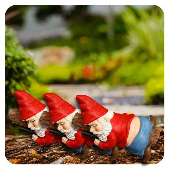 ICERUN 3Pcs Garden Gnomes,Resin Dwarf Garden Statues,Realistic Bottle Texture Gnome Gnomes Decorations for Yard,Style2