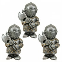 ICERUN 3Pcs Garden Gnomes,Resin Knight with Axe Garden Statues,Antique Metal Texture Gnomes Decorations for Yard,Style1