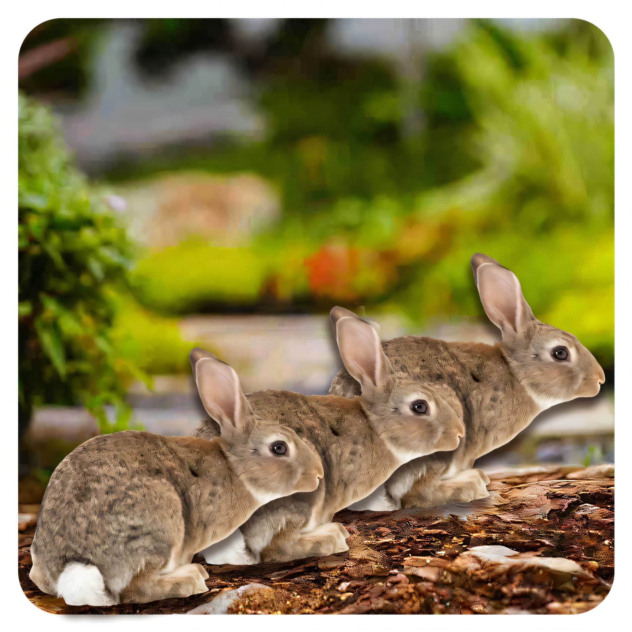 ICERUN 3Pcs Garden Statues,Acrylic Gray Rabbit Sculpture Yard Decor,Translucent Colors Statues Outdoor Decorations for Yard,Style3
