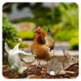 thumbnail image 1 of ICERUN 3Pcs Garden Statues,Acrylic Hen,Gray Rabbit,and White Goose Sculpture Lawn Ornaments,Hair Texture Rooster Garden Sculptures,Style2, 1 of 7