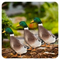 ICERUN 3Pcs Garden Statues,Acrylic Mallard Duck Sculpture Yard Art,Natural Vitality Statues Outdoor Garden Decor,Style1