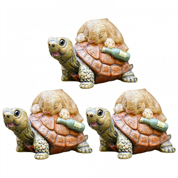 ICERUN 3Pcs Garden Statues,Resin Drunken Rabbit Sculpture Garden Art,Nature Inspired Yard Decorations Outdoor,Style1