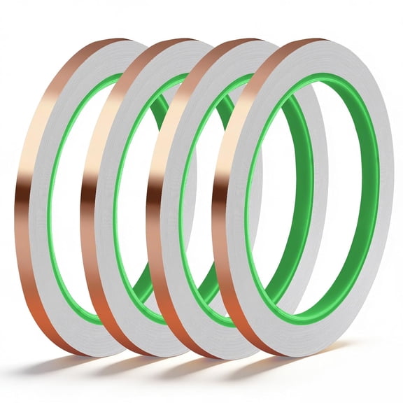 ICERUN 4 Pack Copper Tape,1/4Inch X 196.8Ft Double-Sided Conductive Copper Foil Tape,Copper Tape Conductive Adhesive for Emi Shielding,Electrical Repairs,Guitars,Grounding,Craft Decorations