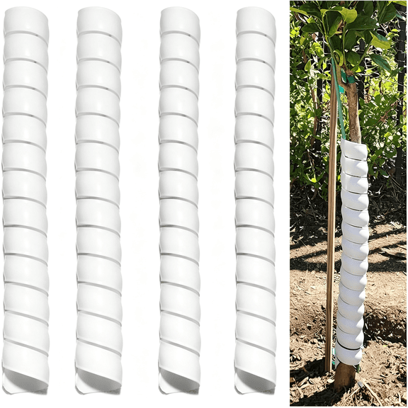 ICERUN 4 Pack Tree Trunk Protector, Spiral Tree Guard Wrap for Bark Protection, Dual Size Adjustable Plastic Tree Covers for Year-Round Garden Use, Durable Shield for Saplings & Shrubs (Standard)