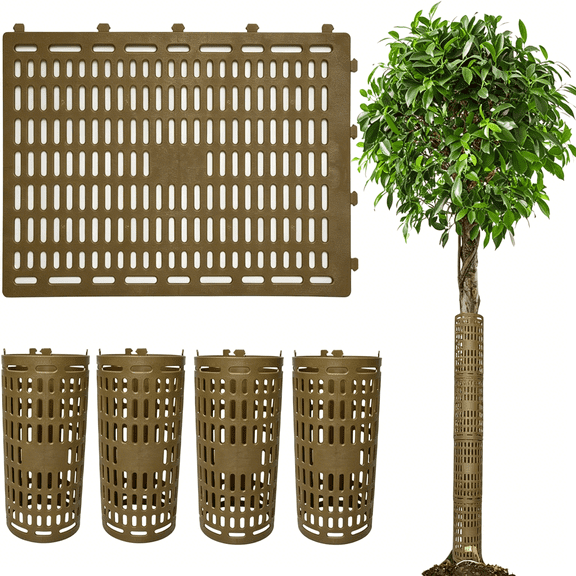 ICERUN 4 Pack Tree Trunk Protectors 15" X 10" Expandable Weather-Proof Mesh Tree Bark Protector Flexible Plastic Plant Cover Tree Guards for Preventing Tree Trunk from Trimmers Mowers Rodents