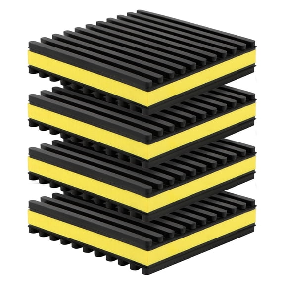 ICERUN 4Pcs An-Ti Vibration Pads 4"X4"X7/8" Sound Isolation Ribbed Rubber Mats,Heavy Duty Vibration Isolation Pads for Hvac,Compressor,Air Conditioner,Washing Machine,Dryer,Treadmill