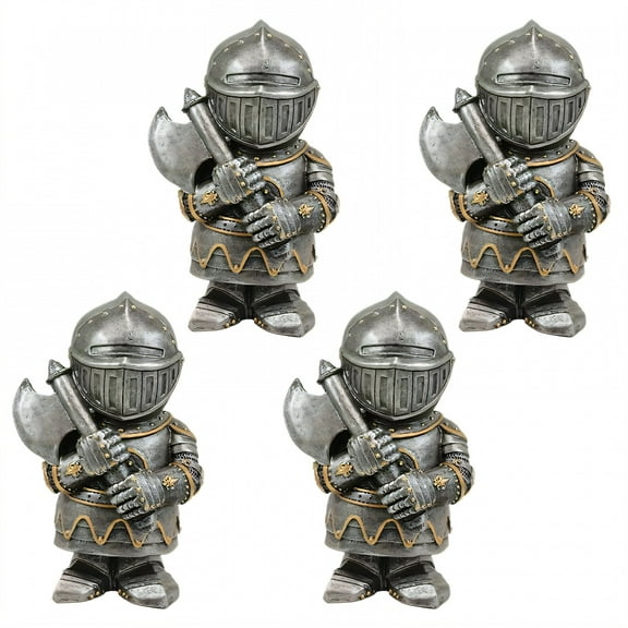 ICERUN 4Pcs Garden Gnomes,Resin Knight with Axe Sculpture Garden Decorations,Guardian Imagery Lawn Ornaments,Style1