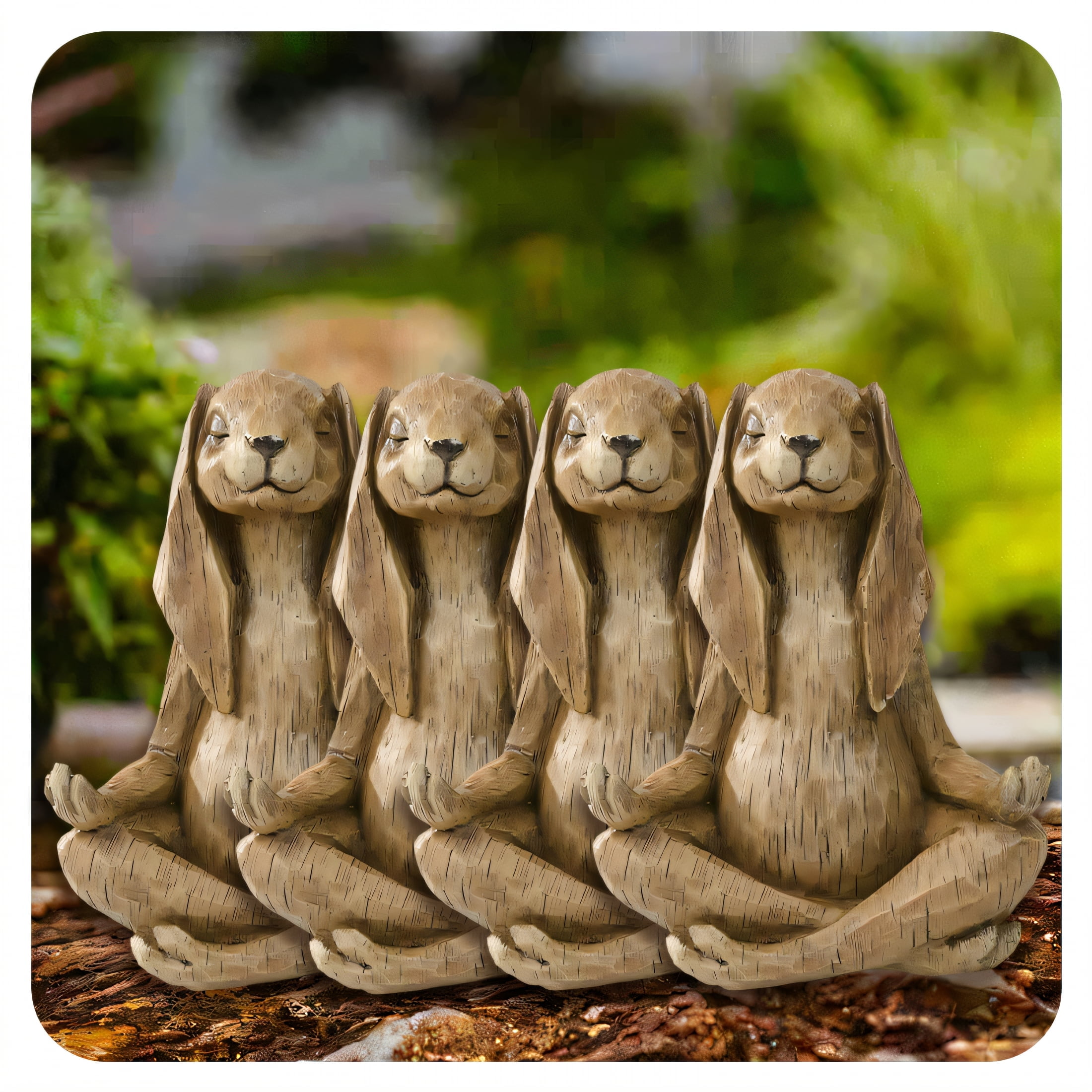 ICERUN 4Pcs Garden Statues,Resin Meditating Rabbit Sculpture Garden ...