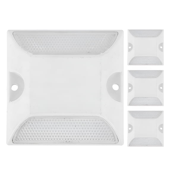 ICERUN 4pcs Reflective Driveway Reflectors White Plastic Pavement Markers Asphalt Lane Markers Highway Reflective Safety Sign for Safety