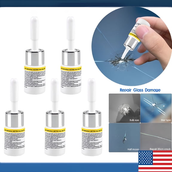 ICERUN 5-Pack Auto Glass Nano Repair Fluid Car Windshield Resin Crack Tool Kit
