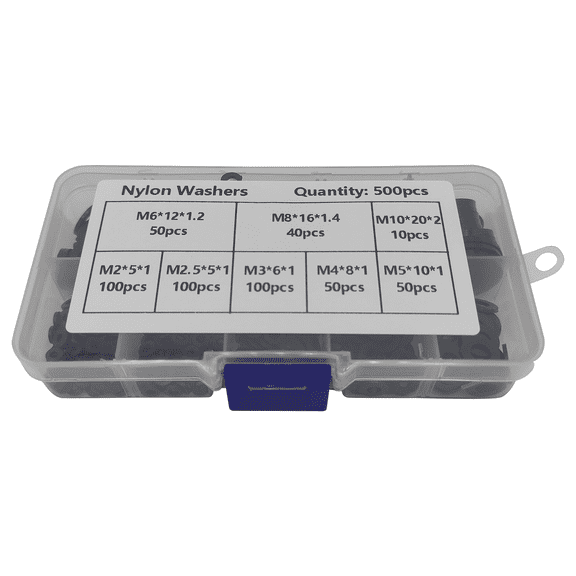 ICERUN 500Pcs Rubber Flat Diverse Sizes Plastic Washers Diverse Sizes Nylon Washers Nylon