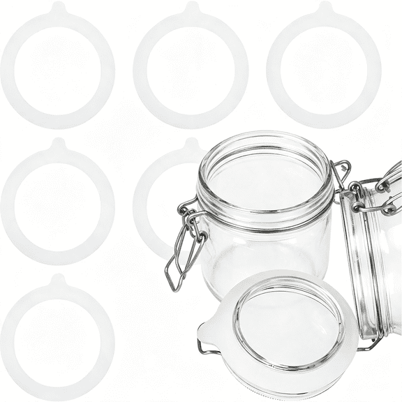 ICERUN 6Pcs Silicone Jar Gaskets, Large 4.5Inch Airtight Rubber Seals Rings for Glass Jars Replacement Gasket Leak-Proof Canning Jar Rings for 3.5" Mouth Glass Jars