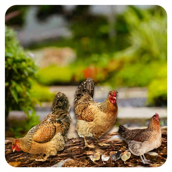 ICERUN 7Pcs Garden Statues,Acrylic Hen and Chick Sculpture Garden Art,Color Persistence Statues Yard Decorations Outdoor,Style1