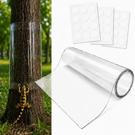 ICERUN 95" X 16" Thickened Clear Pvc Tree Guard Wrap, Reusable Tree Trunk Protector with Strong Adhesive, Most Popular Size, Helps Deter Iguanas, Cats & Squirrels for Palm Trees and Outdoor Gardens