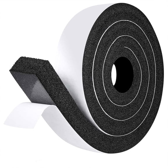 ICERUN Ac Window Seal Foam Tape, 2" X 1"Thick Weather Strip, Black|Extra Wide Adhesive Foam Tape, High Resilience for Ac Windows, Doors&Gaps, Absorbs Shock&Blocks Drafts, 6.5Ft Total