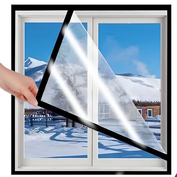 ICERUN Adjustable Window Insulation Kit for Winter, Transparent Plastic Window Wrap, Cuttable Thermal Film