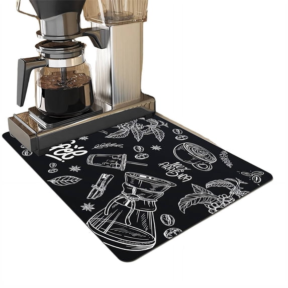 ICERUN Bar Mat,30*40cm Water Absorbent Bar Mats for Countertop,Non-Slip Multi-Use Design Dish Mat,Style2