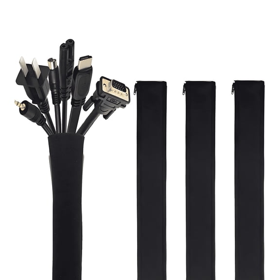 ICERUN Cable Management Sleeve,Long-Lasting Neoprene Cord Organizer System with Zipper Design,Wire Hider for Tidy Spaces
