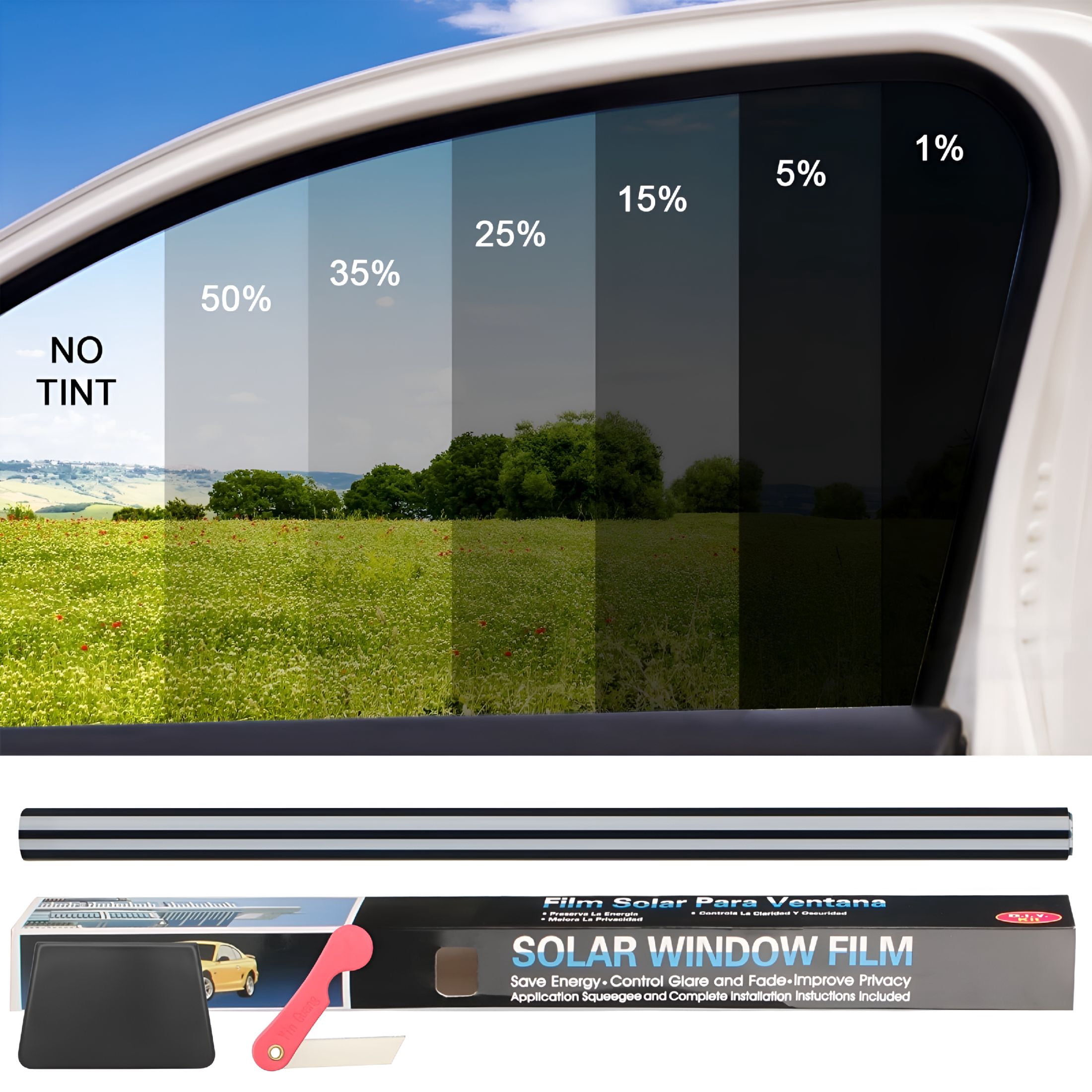 ICERUN Car Window Tint 35% VLT Film Roll Kit Uncut Decals Interior for ...