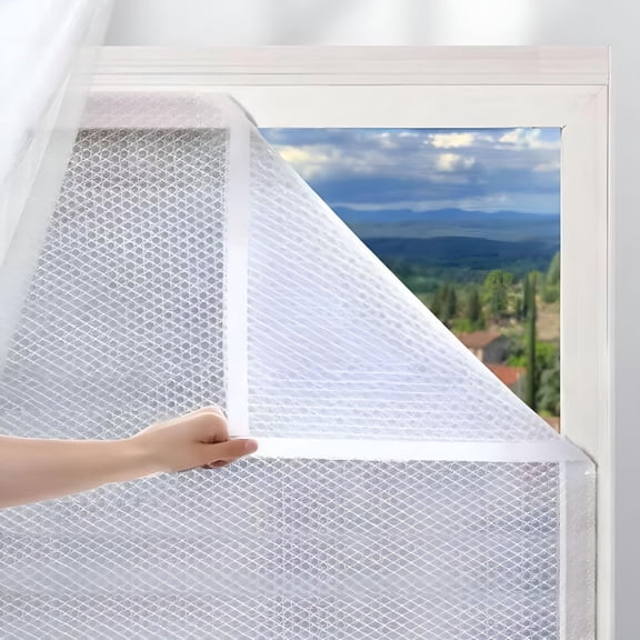 ICERUN Clear Plastic Window Insulation Film - Double Seal, Windproof & Thermal Insulating - DIY Installation Kit for Drafty Windows - 6 Sizes Available - Transparent, Reusable & Energy-Saving