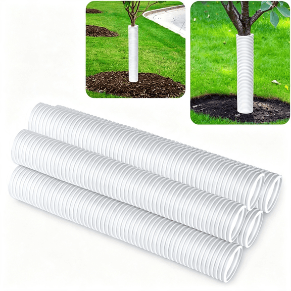 ICERUN Corrugated Tree Guards,5Pcs Rigid Pp Tree Trunk Protectors,Plant Guard Tube|Tree Bark Protector Sleeve Wraps to Protect Bark,Tree Seedlings Tubes,Saplings Plants from Deer,Trimmers