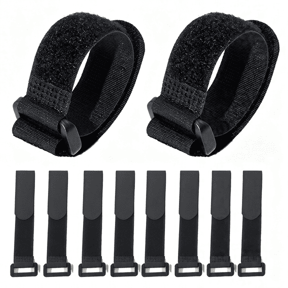ICERUN Fastening Nylon Strap with Buckle,10Pack Reusable Self-Adhesive Hook and Loop Cable Securing Straps,Adjustable Cinch Straps for Cords Organized and Tidy(1"X8")