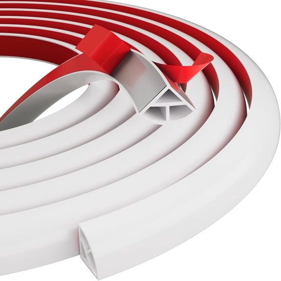 ICERUN Flexible Quarter Round Molding Trim,Peel&Stick Silicone Rubber Edge Trim for Floor,Tub,Cabinet,Shoe Molding Around Curved Stairs,Columns&Wall Edges-472" Lx0.6" Wx0.6" H