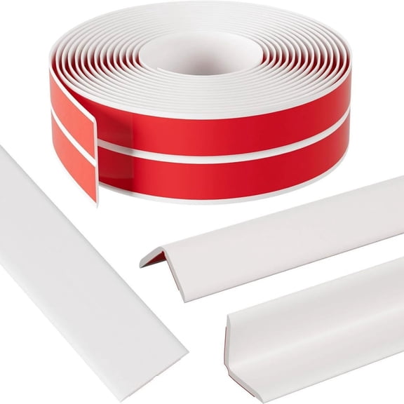 ICERUN Flexible Wall Corner Protector Moulding Trim, Self-Adhesive Wall Corner Protector for Wall Edge Corner, Floor Window Door Ceiling, Countertop (White, 0.8In X 13.12Ft)