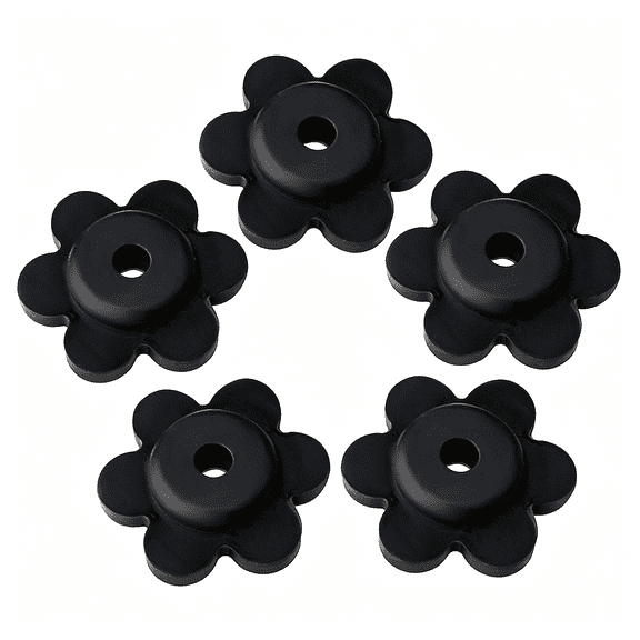 ICERUN Garden Flag Stoppers,Rubber Garden Flags Pole Holder for Garden Flag Stand Small Black Flower Shape Yard Stoppers Indoor and Outdoor Use (5-Pack)